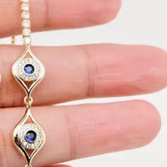 Elegant Mumm Zircon-Inlaid Evil Eye Bracelet - Picture 2 of 2